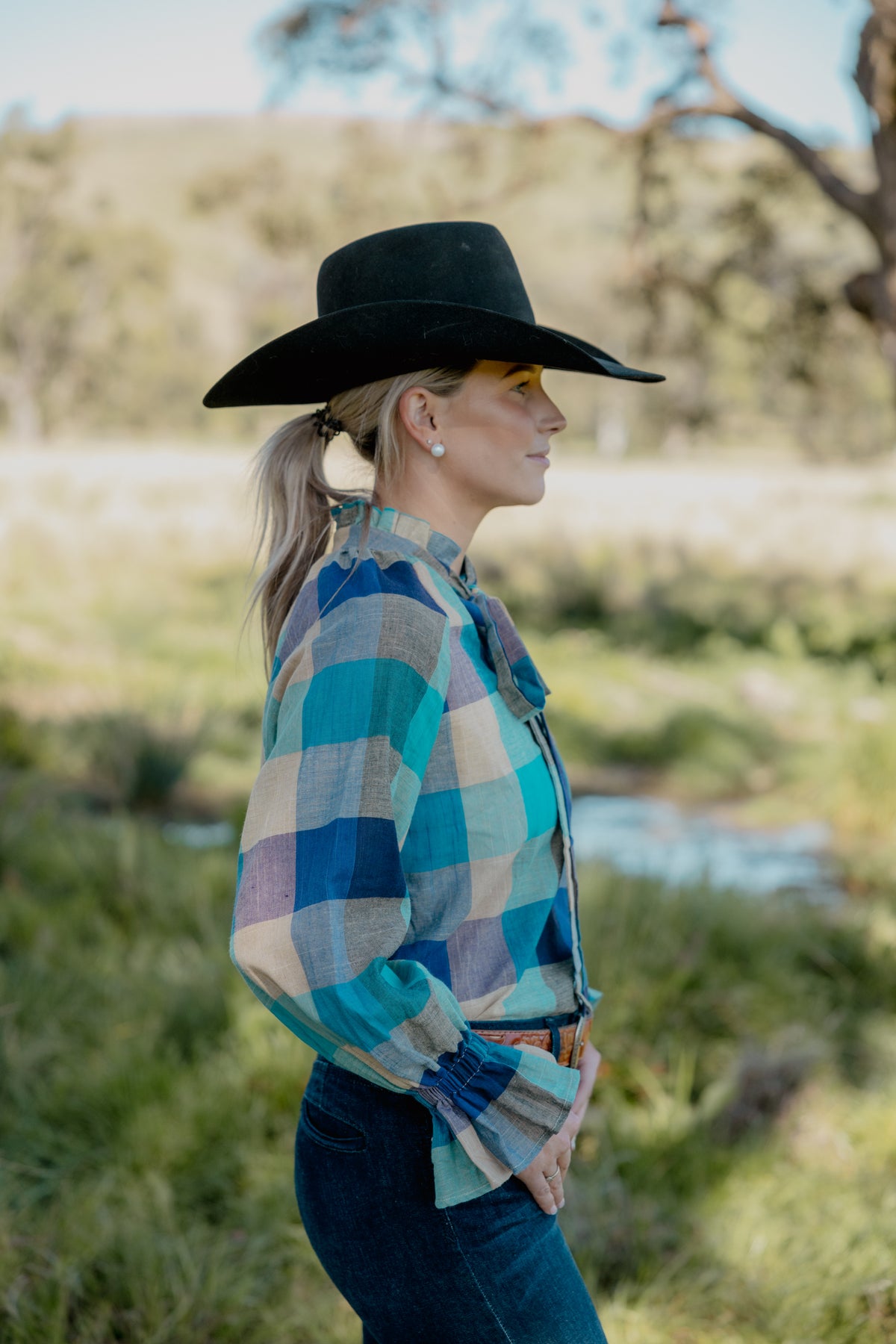 Gabby - Blue Check (size 14 only)