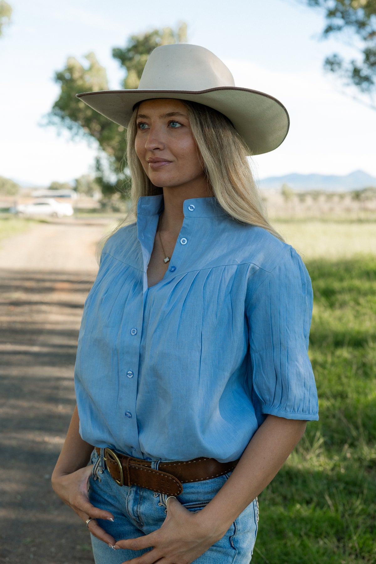 Ava Shirt - Blue Linen