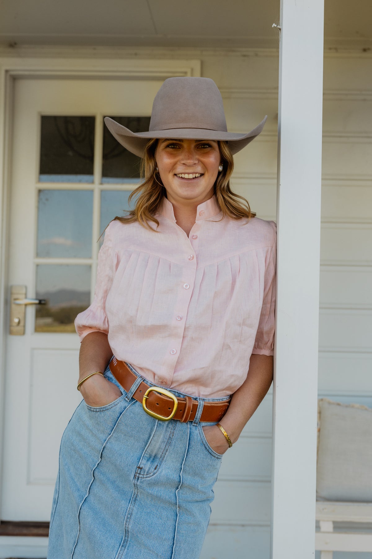 Ava Shirt - Pink Linen