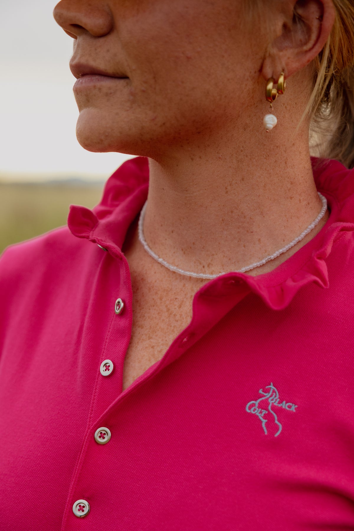 Ruffled Polo - Pink