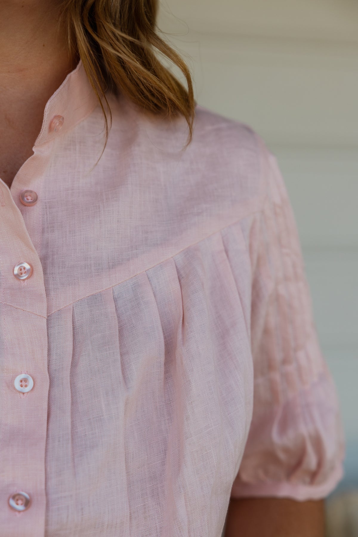Ava Shirt - Pink Linen