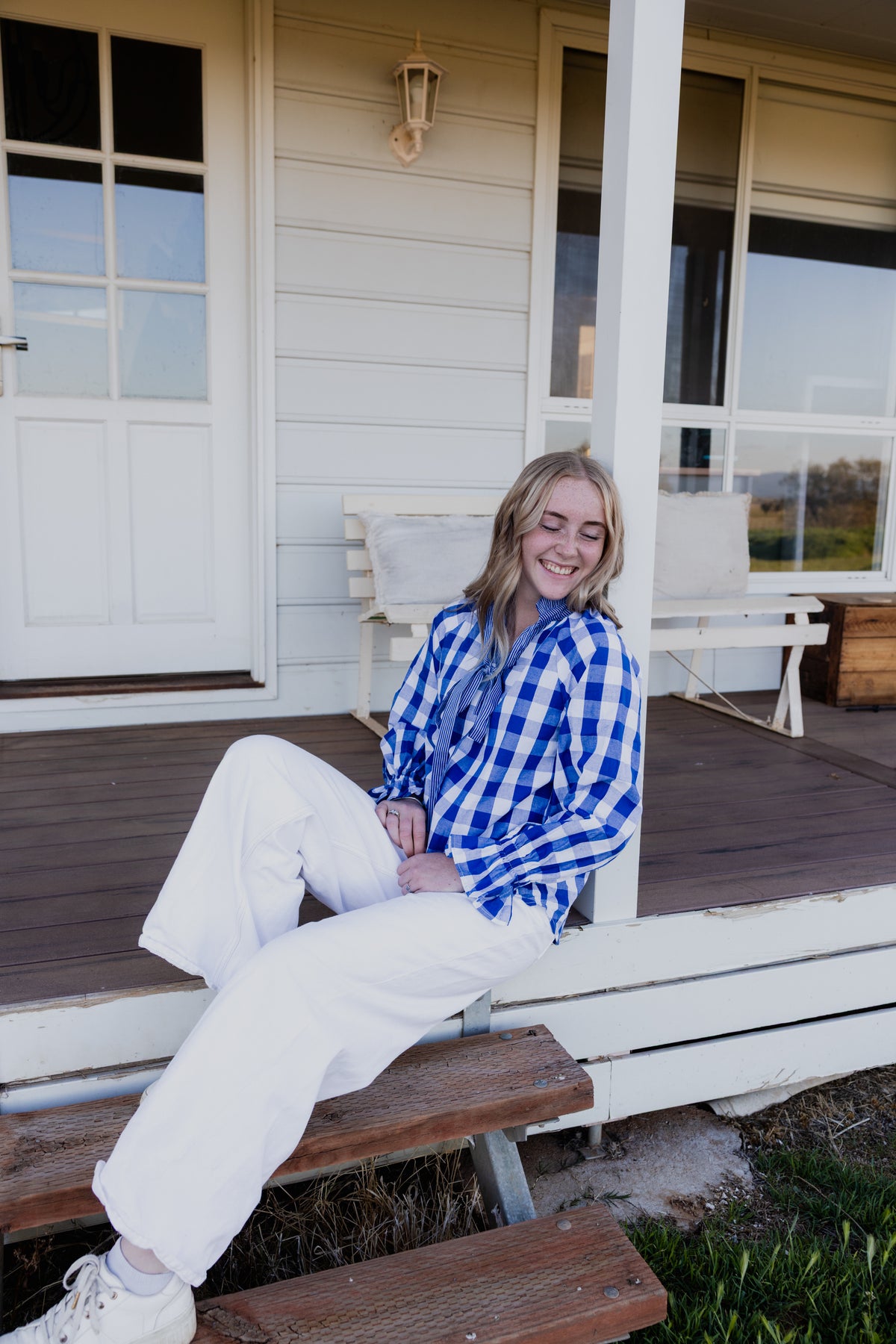 Gabby Blouse - Blue Check