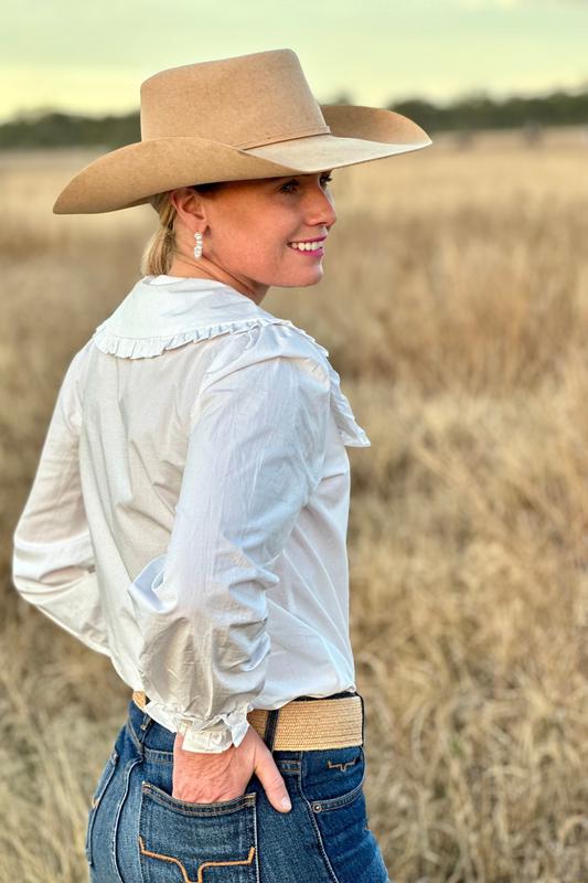 Clementine Long Sleeve Shirt - White - Size 6 ONLY