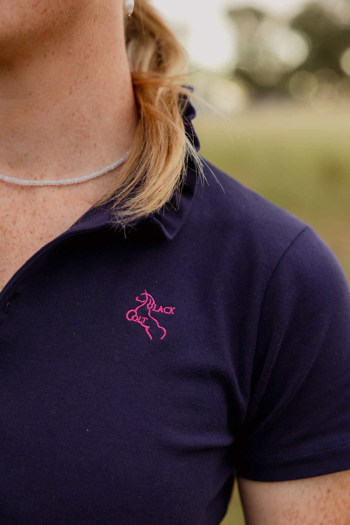 Ruffled Polo - Navy