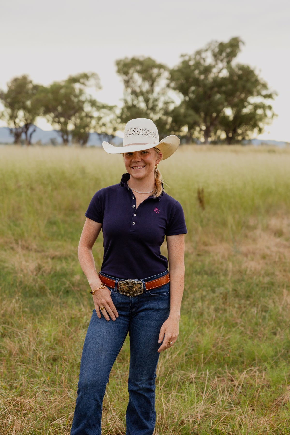 Ruffled Polo - Navy