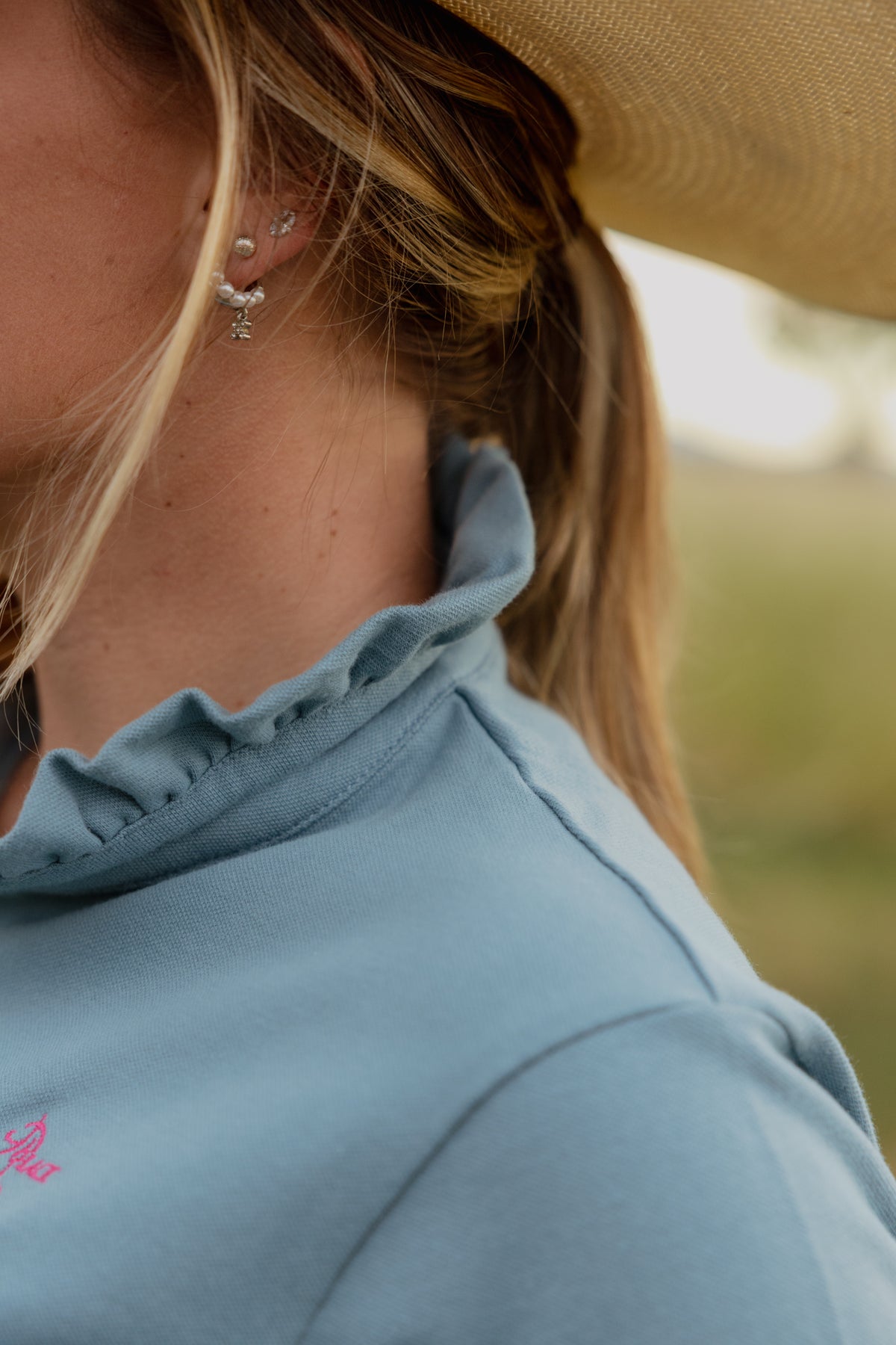 Ruffled Polo - Blue