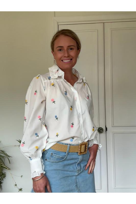 Frankie Shirt - Flower Embroidery