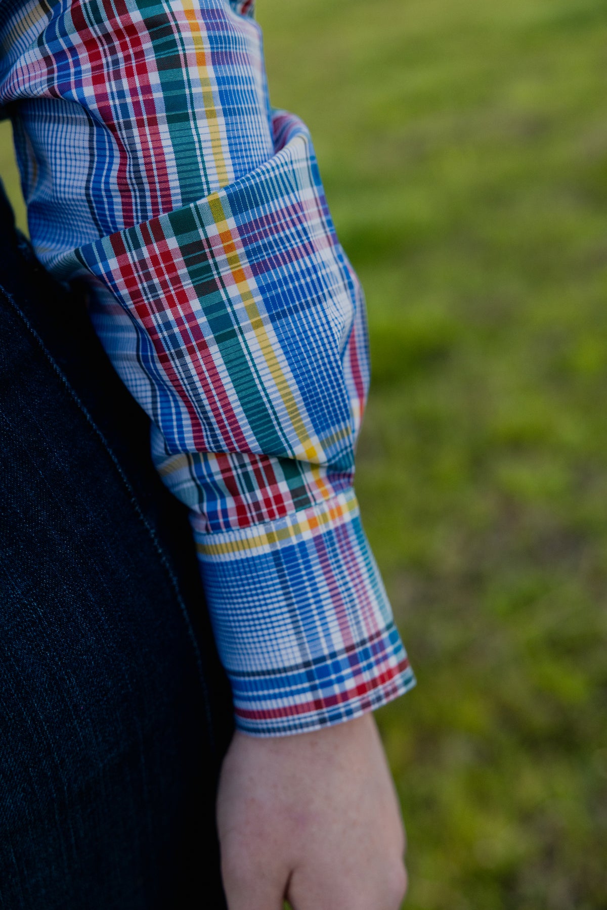Jane Shirt - Blue Rainbow check