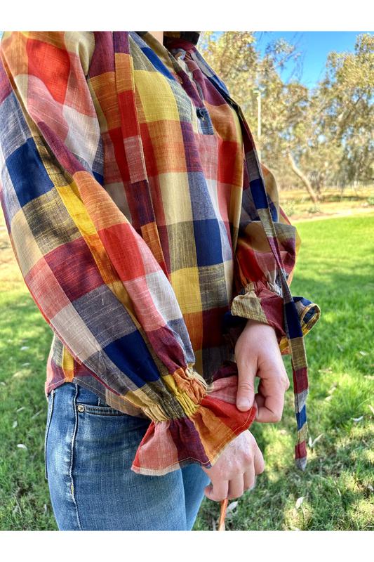 Gabby - Navy, Yellow & Red Check