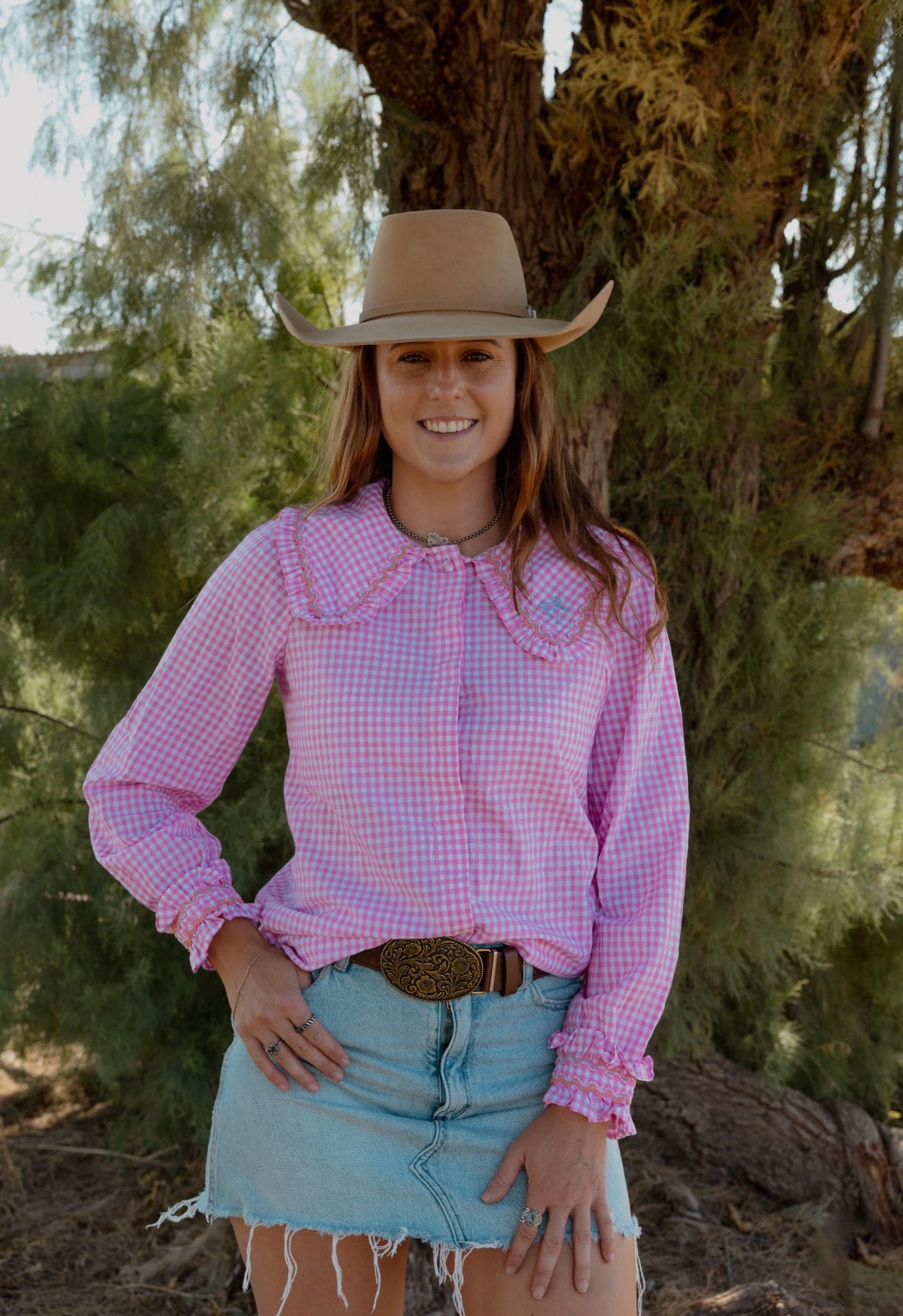 Clementine Long Sleeve Shirt - Pink Check