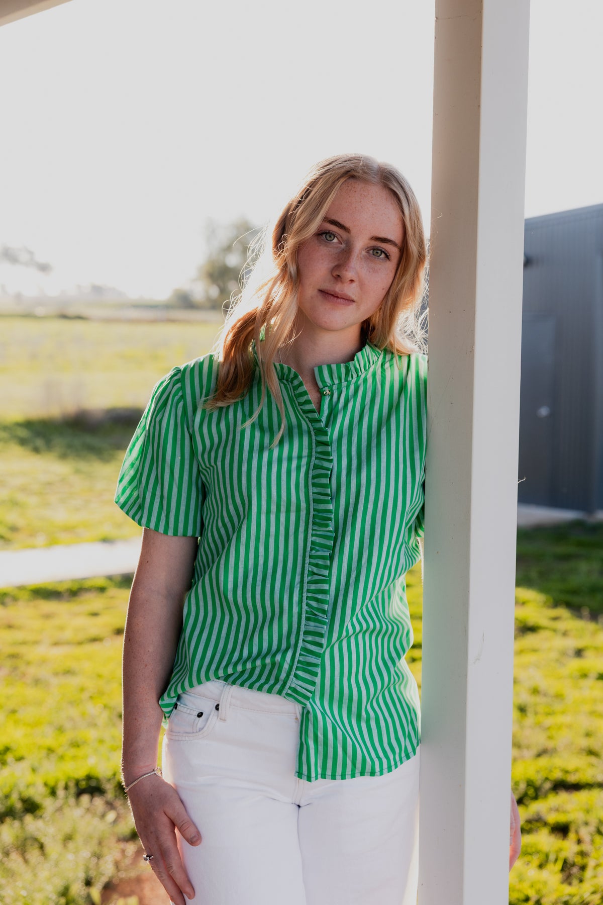 Laura Shirt - Green Stripe