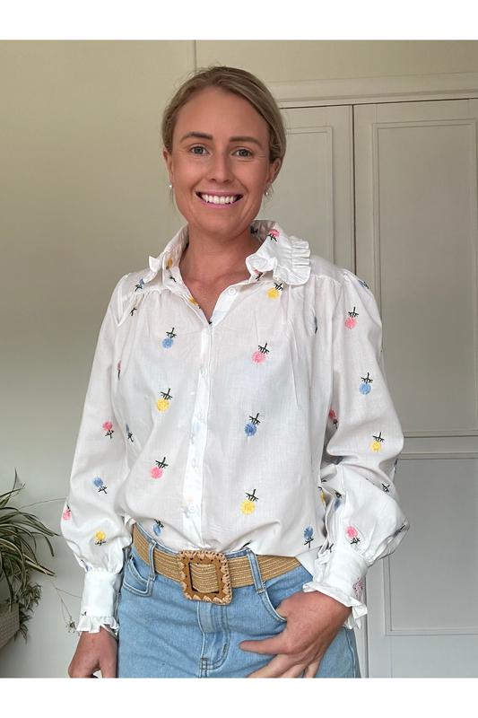 Frankie Shirt - Flower Embroidery