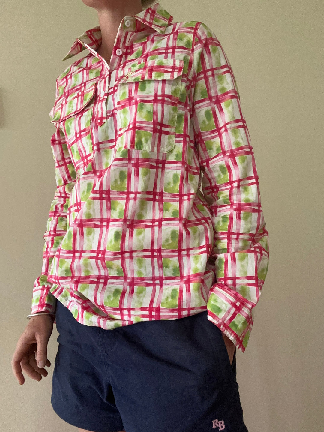 Premium Work Shirt - Pink & Green Plaid