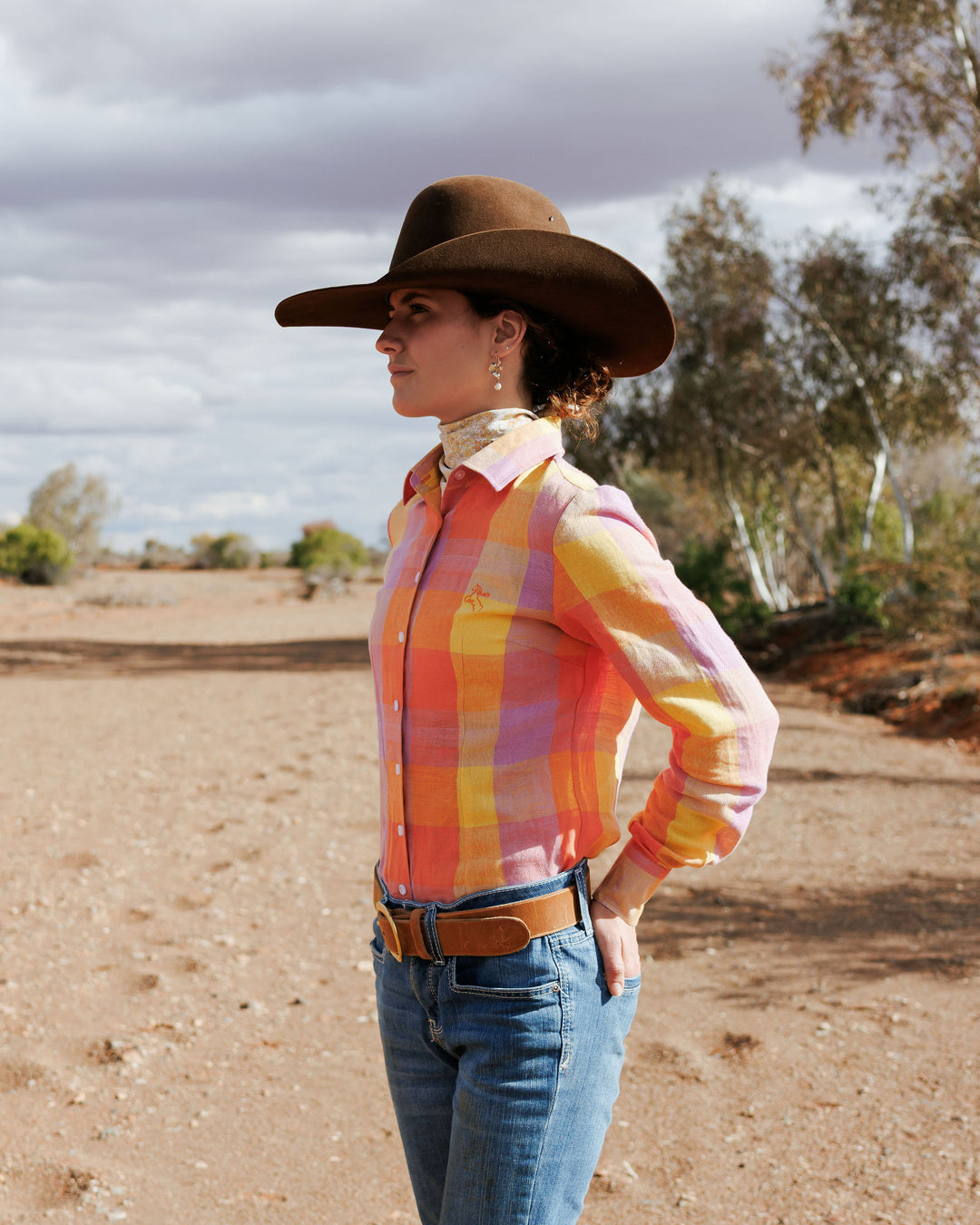 Jane Shirt - Purple & Yellow check