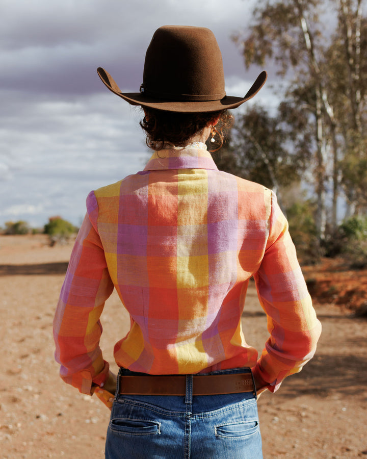 Jane Shirt - Purple & Yellow check