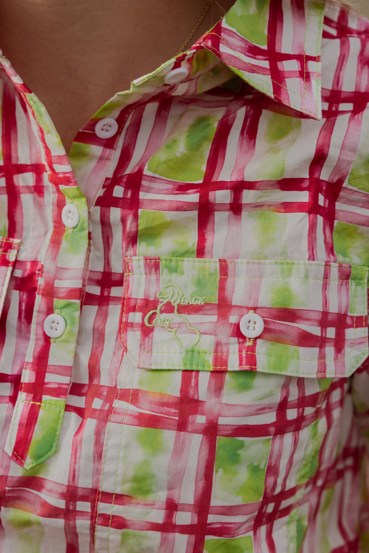 Premium Work Shirt - Pink & Green Plaid | Size 8 ONLY