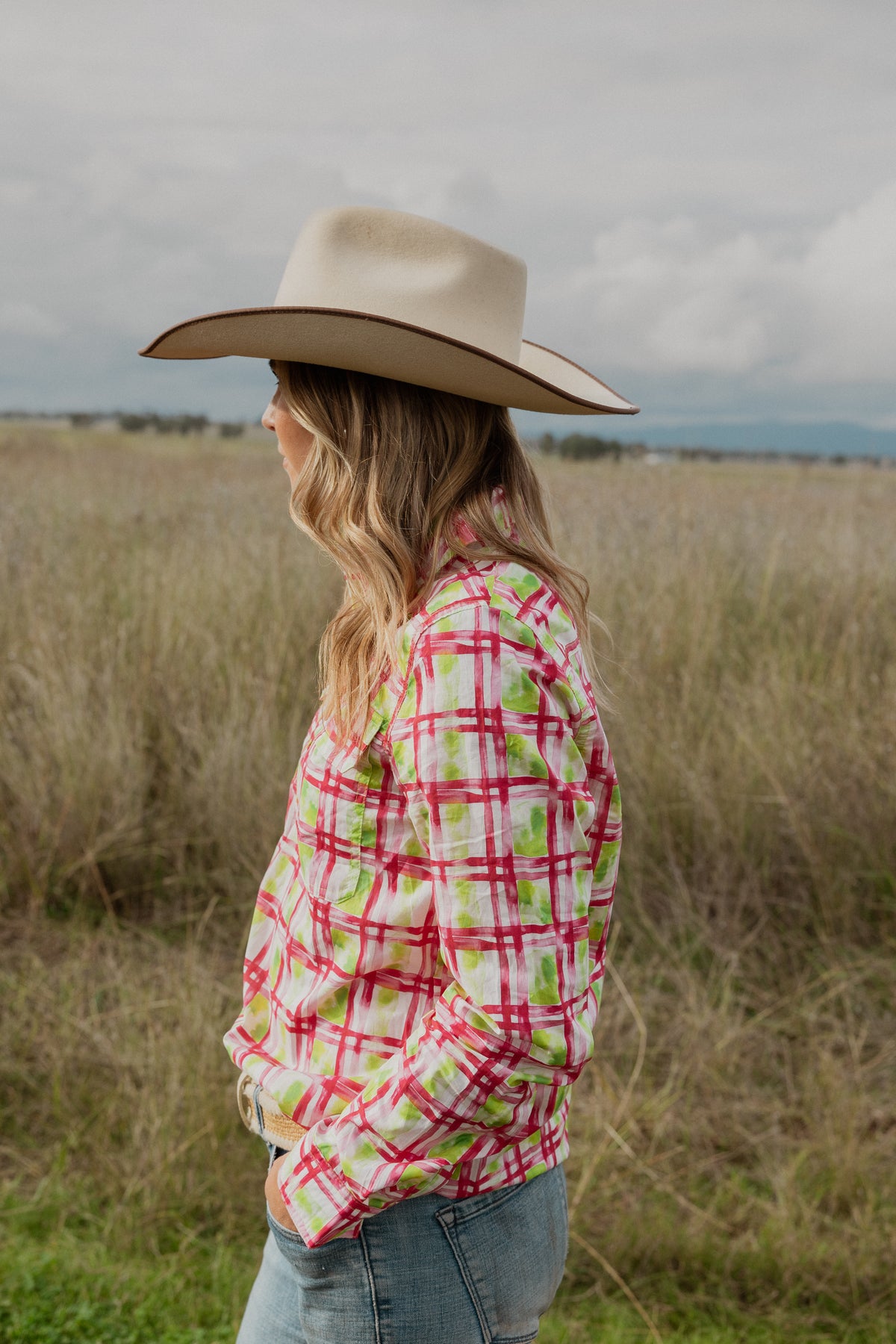 Premium Work Shirt - Pink & Green Plaid | Size 8 ONLY