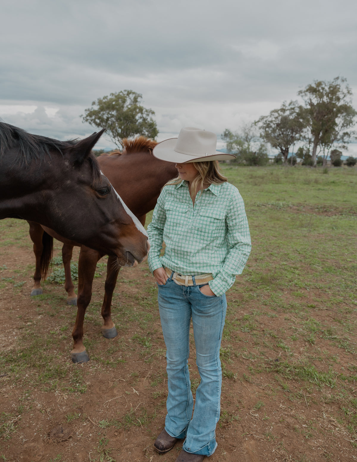Women's Work Shirt - Green Plaid