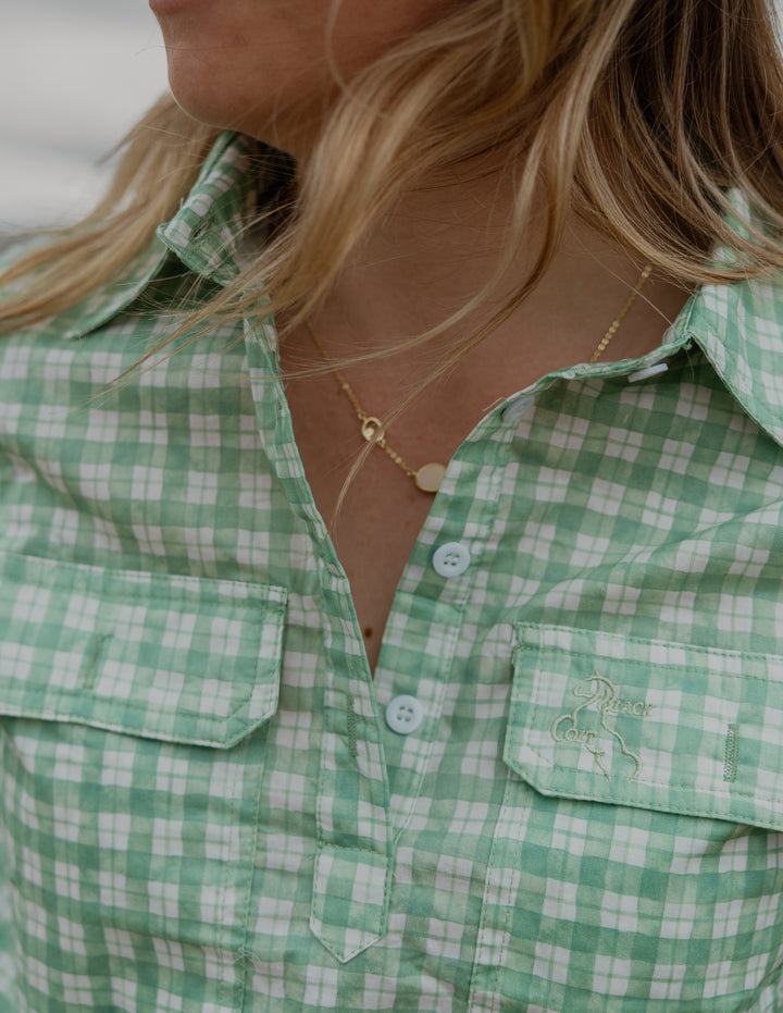 Premium Women's Work Shirt - Green Plaid