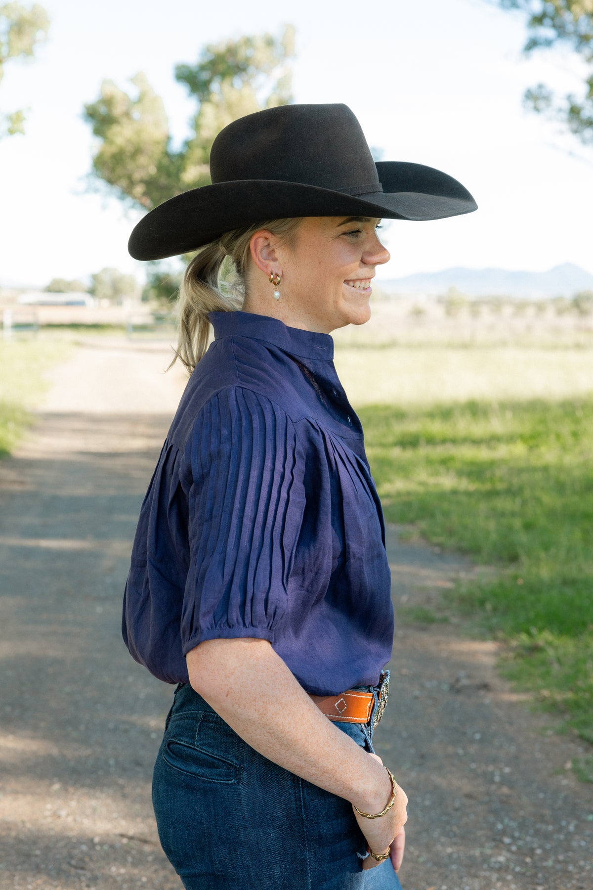 Ava Shirt - Navy Linen - PREORDER