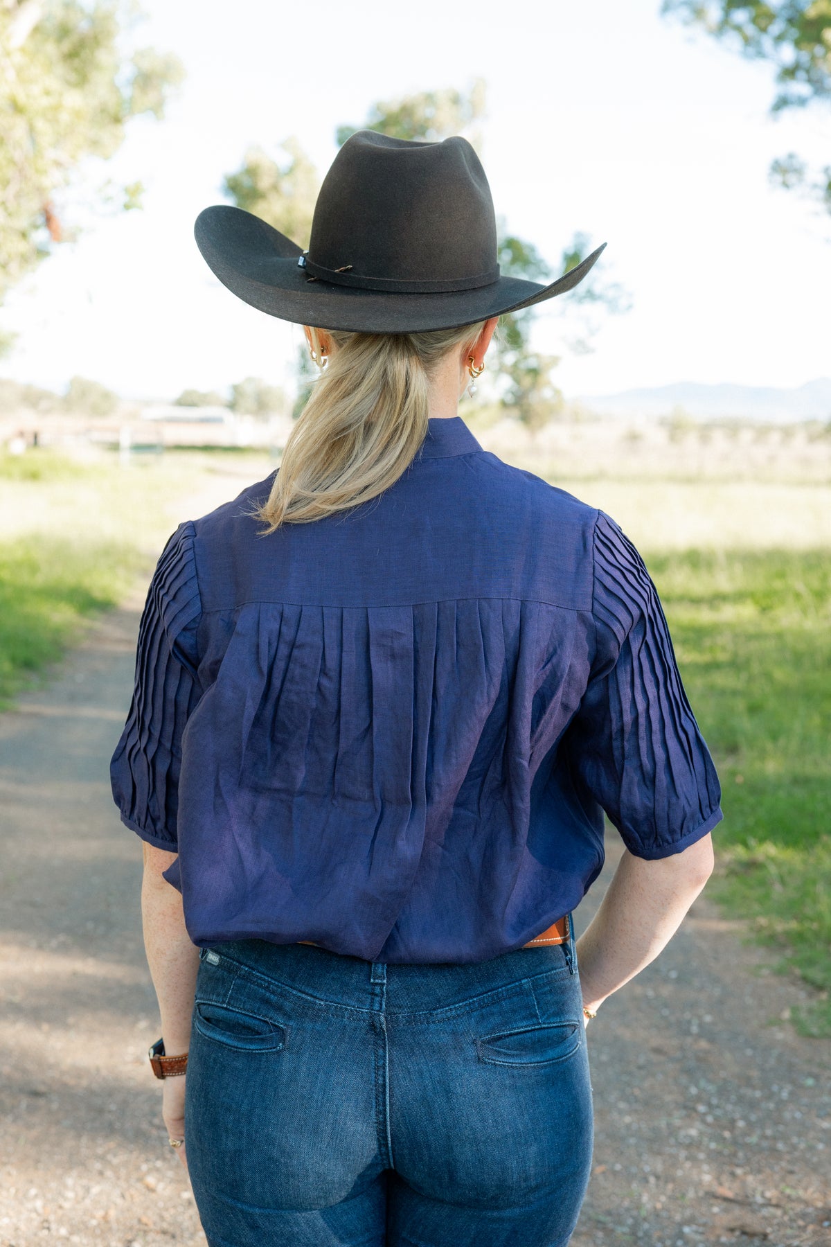 Ava Shirt - Navy Linen - PREORDER