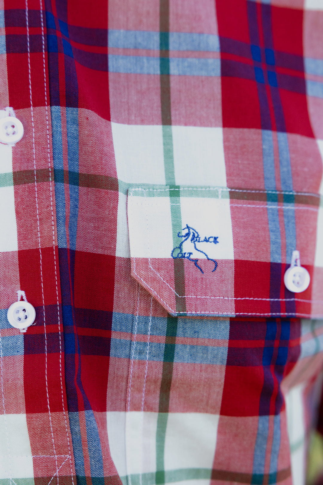 Mens Long Sleeve | HALF Button | Red Check