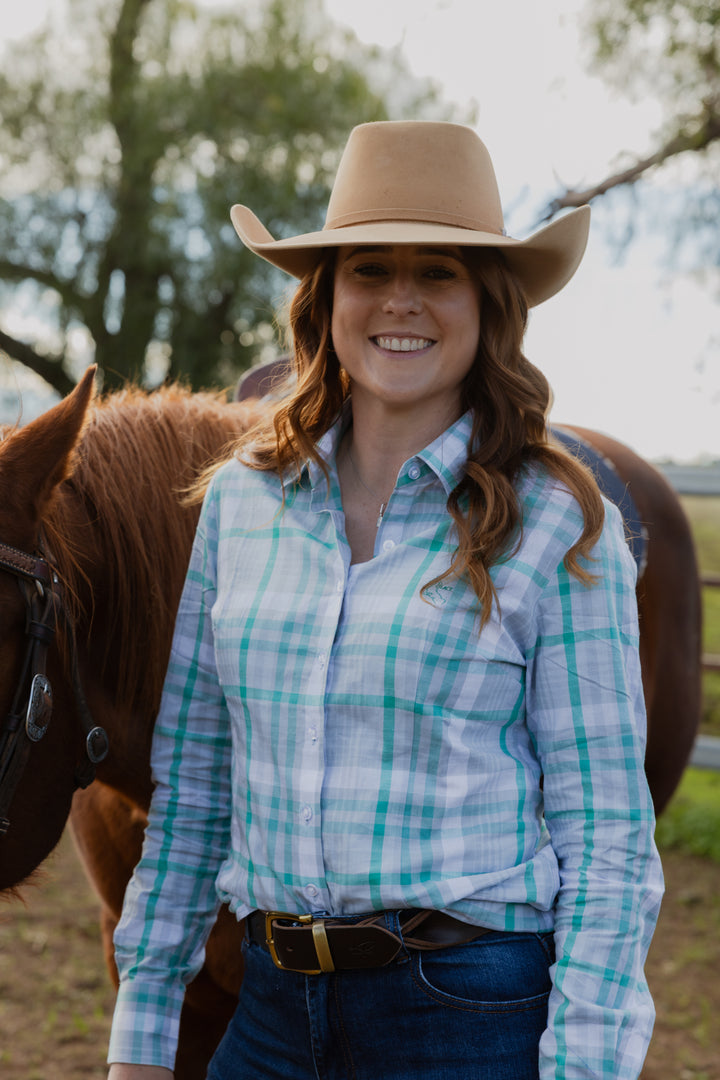 Jane Shirt - Green & Grey Check