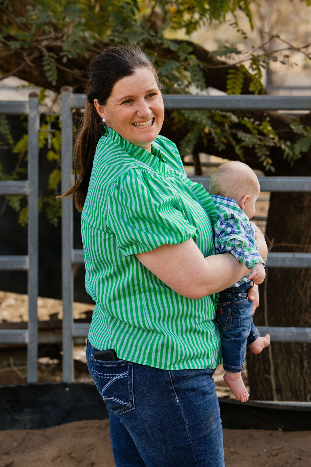 Laura Shirt - Green Stripe