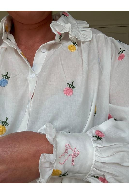 Frankie Shirt - Flower Embroidery