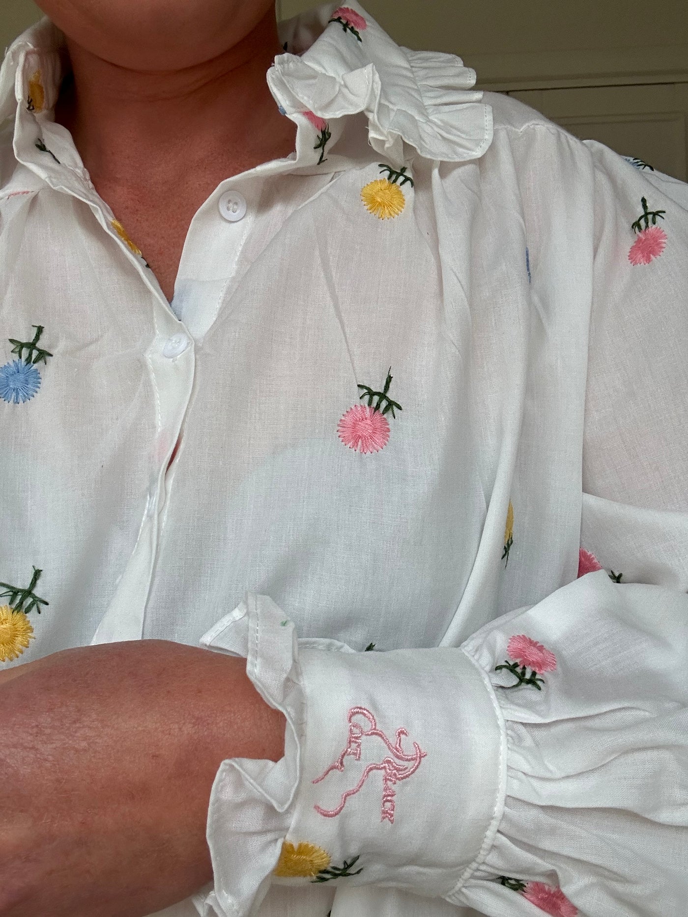 Frankie Shirt - Flower Embroidery