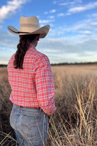 Jane Shirt - Peach Plaid