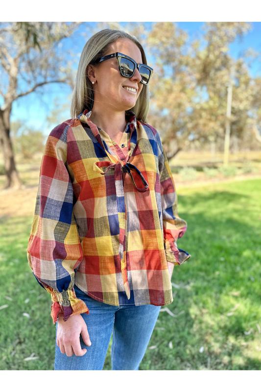 Gabby - Navy, Yellow & Red Check