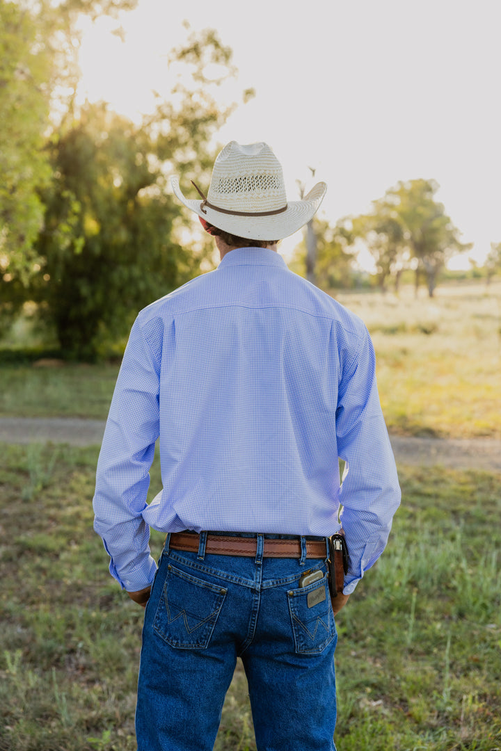Mens Long Sleeve - Purple & Blue Check