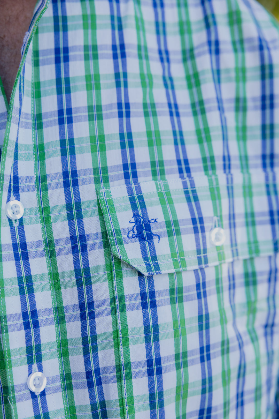 Mens Long Sleeve | FULL button | (NEW) Green & Blue Plaid