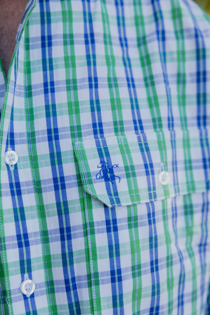 Mens Long Sleeve | FULL button | (NEW) Green & Blue Plaid