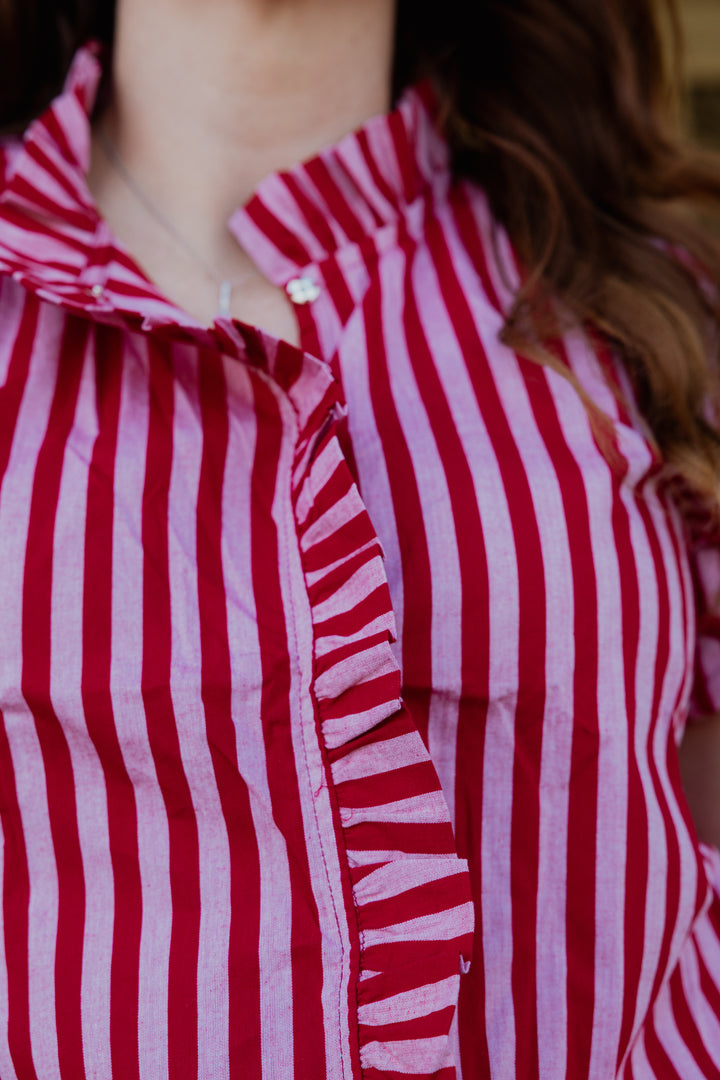Laura Shirt - Pink & Red Stripe  - PRE ORDER NOW AVAILABLE