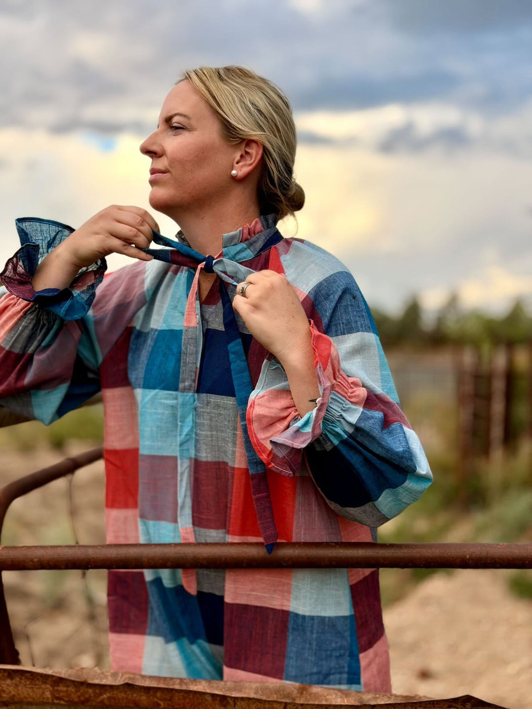 Gabby Dress - Blue Check