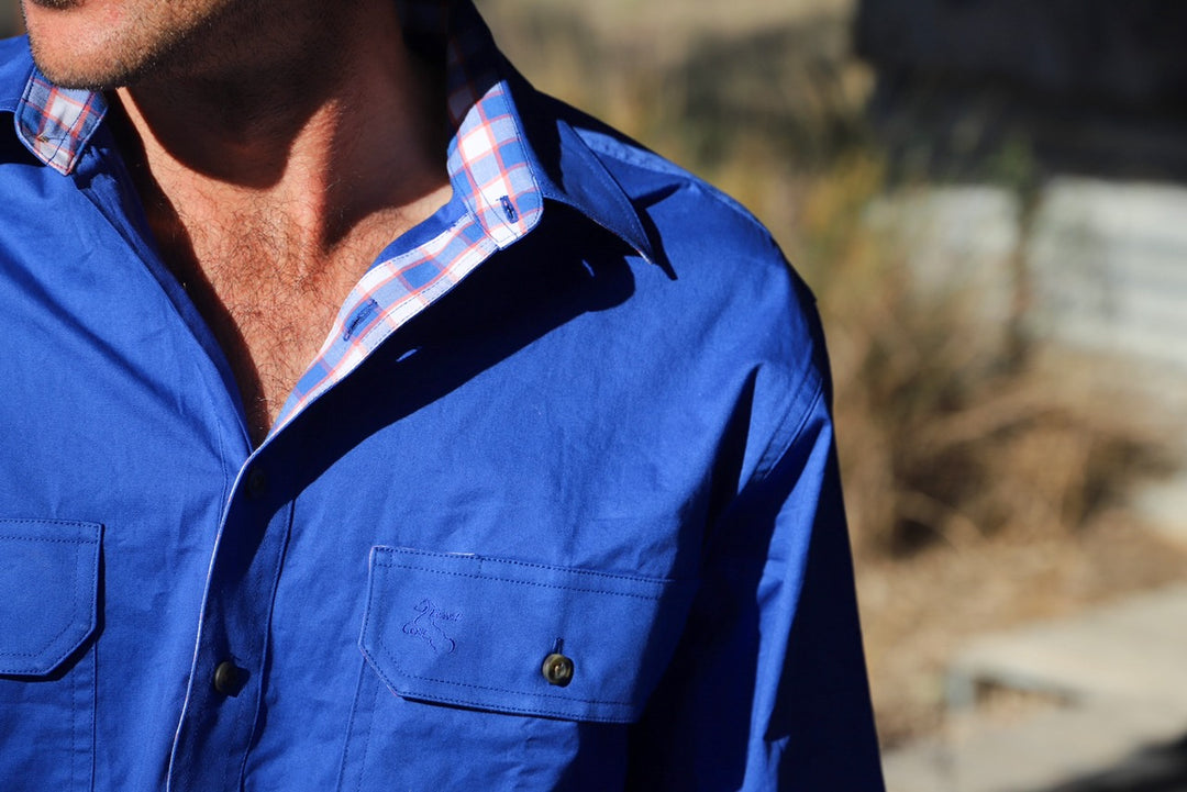 Mens Long Sleeve Workshirt - Royal Blue