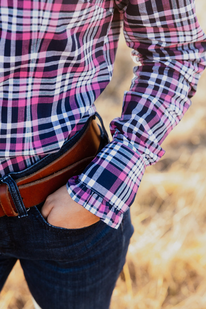 Sara Shirt - Pink & Navy Check