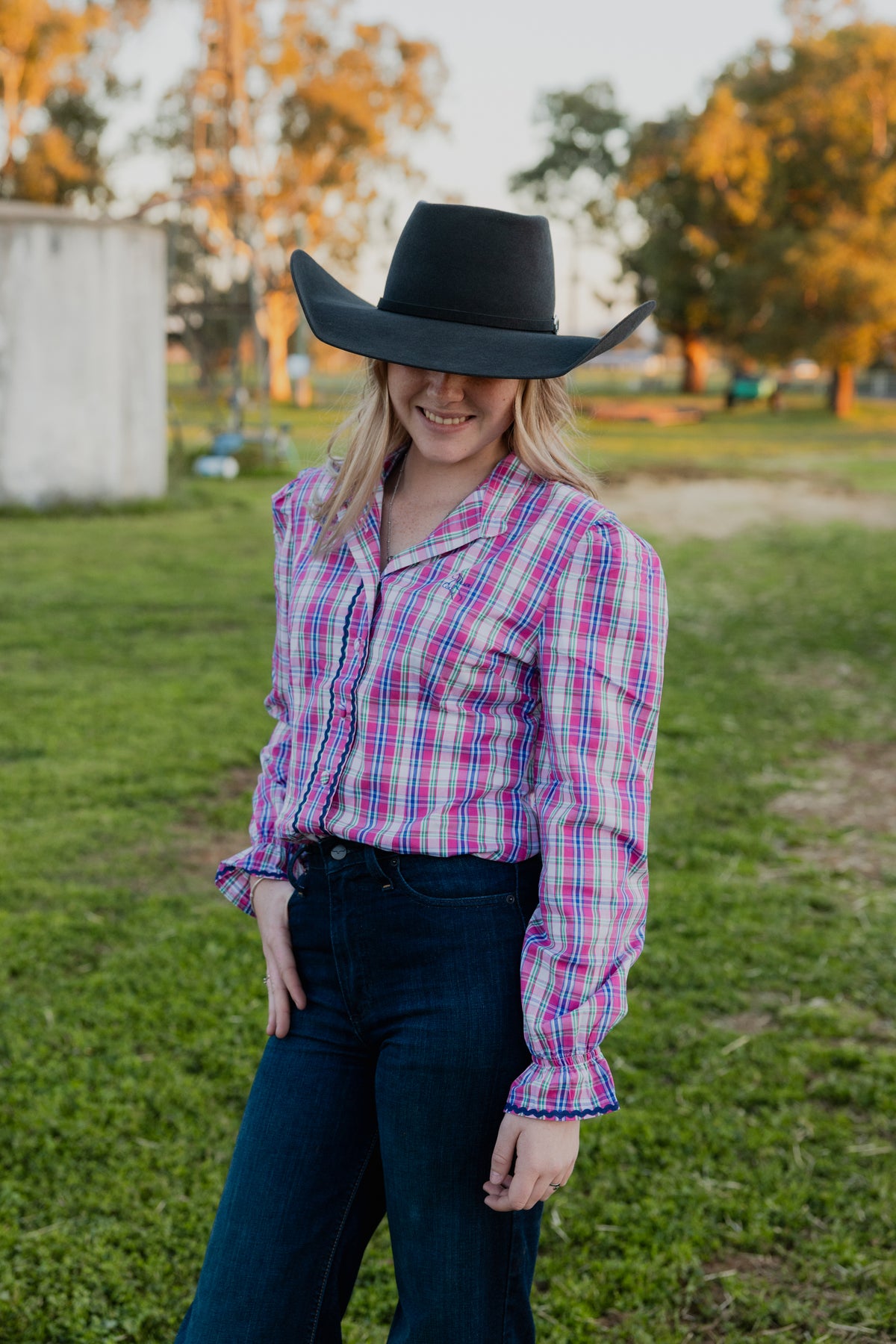 The Gertie Blouse - Pink Check