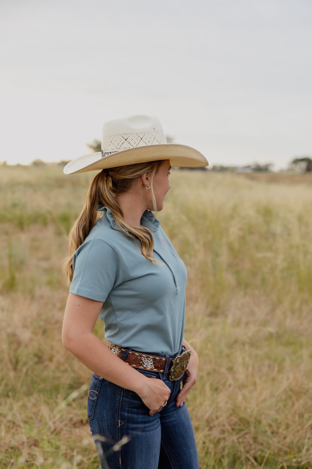 Ruffled Polo - Blue