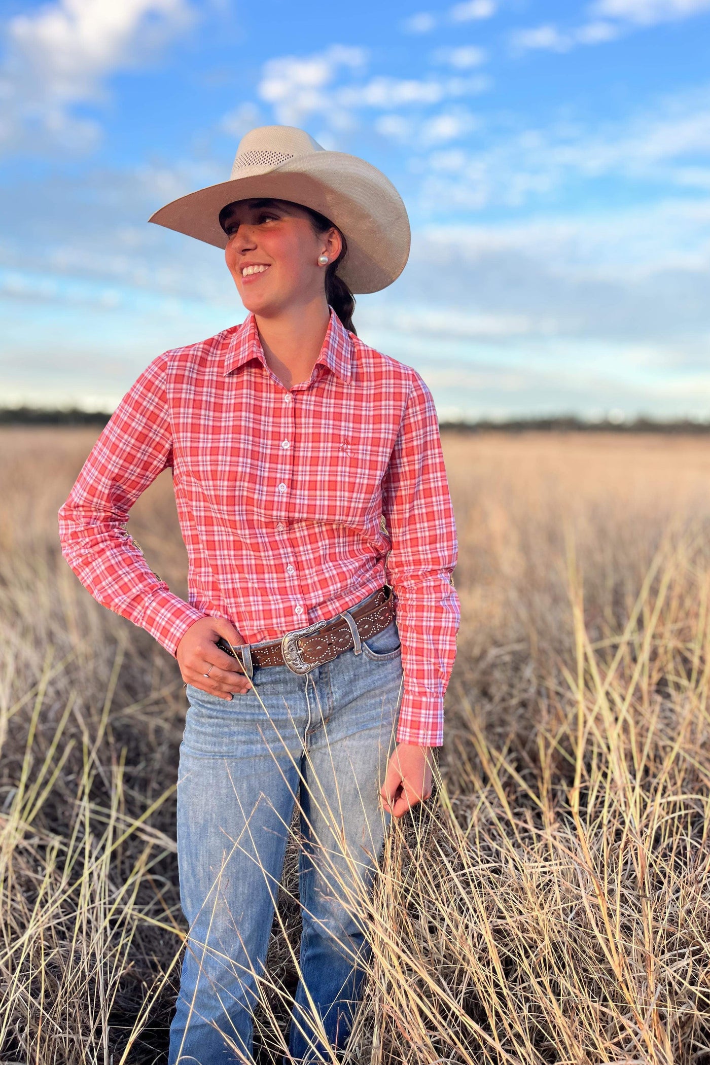 Jane Shirt - Peach Plaid