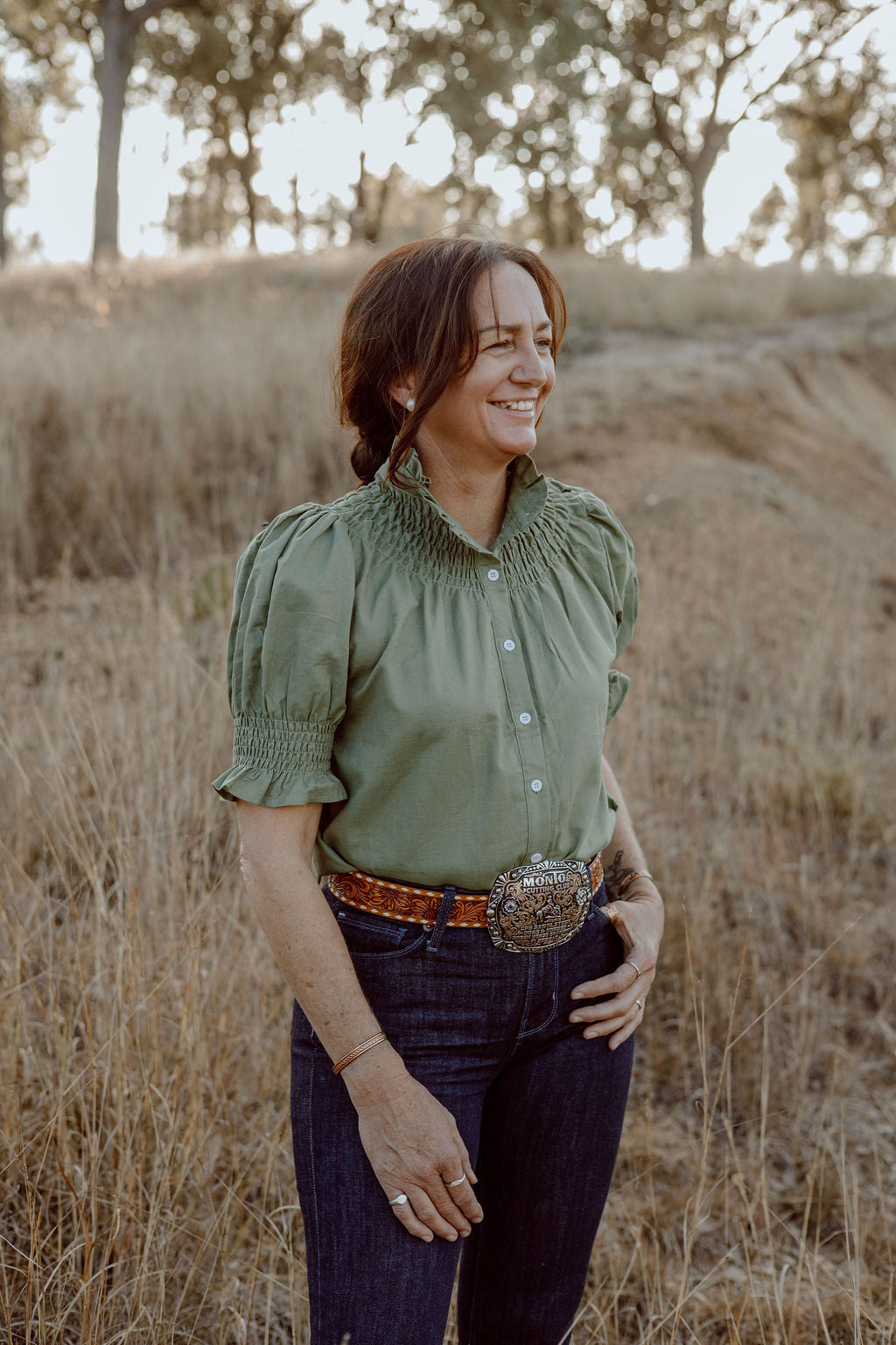 Women's Short Sleeve Shirt - Khaki Green