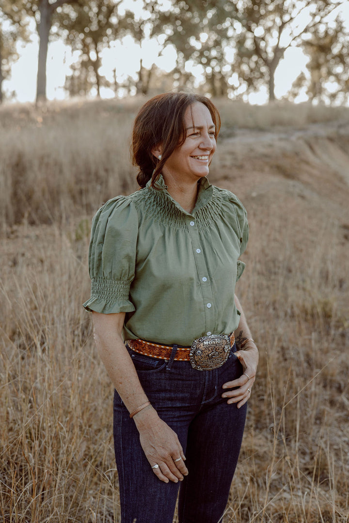 Women's Short Sleeve Shirt - Khaki Green
