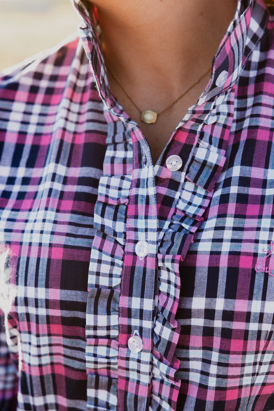Sara Shirt - Pink & Navy Check