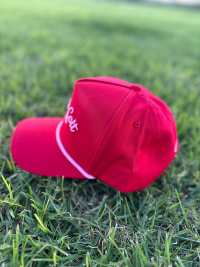 Red American style trucker cap