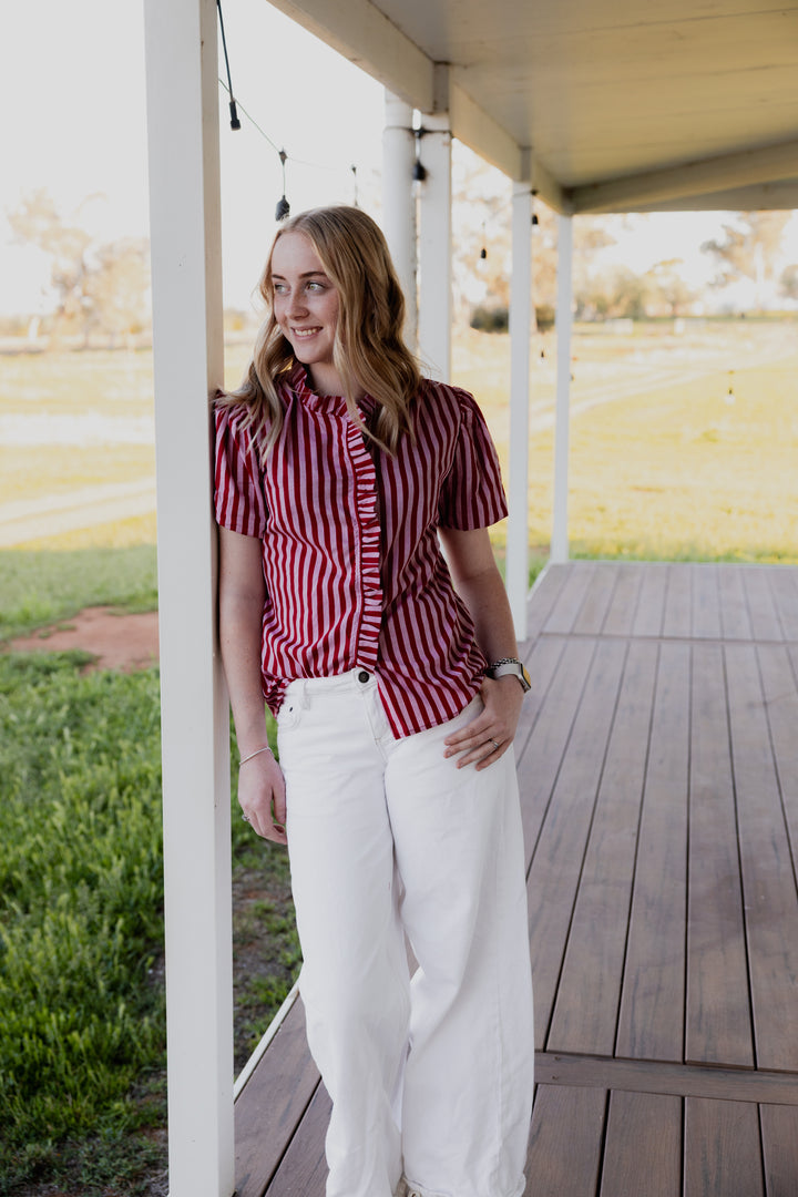 Laura Shirt - Pink & Red Stripe