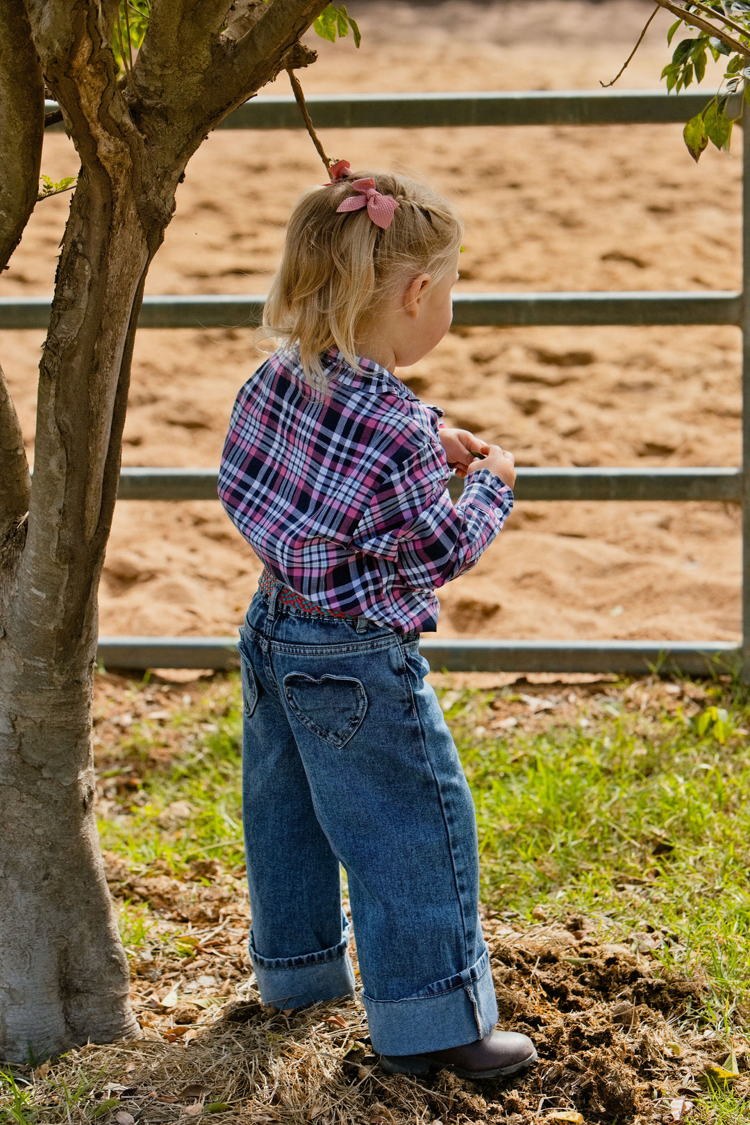 Girls Kirby Shirt - Pink & Navy Check