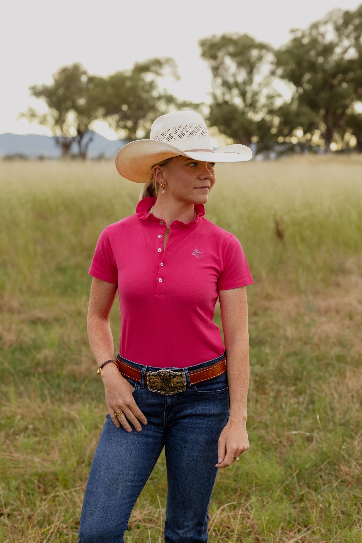 Ruffled Polo - Pink