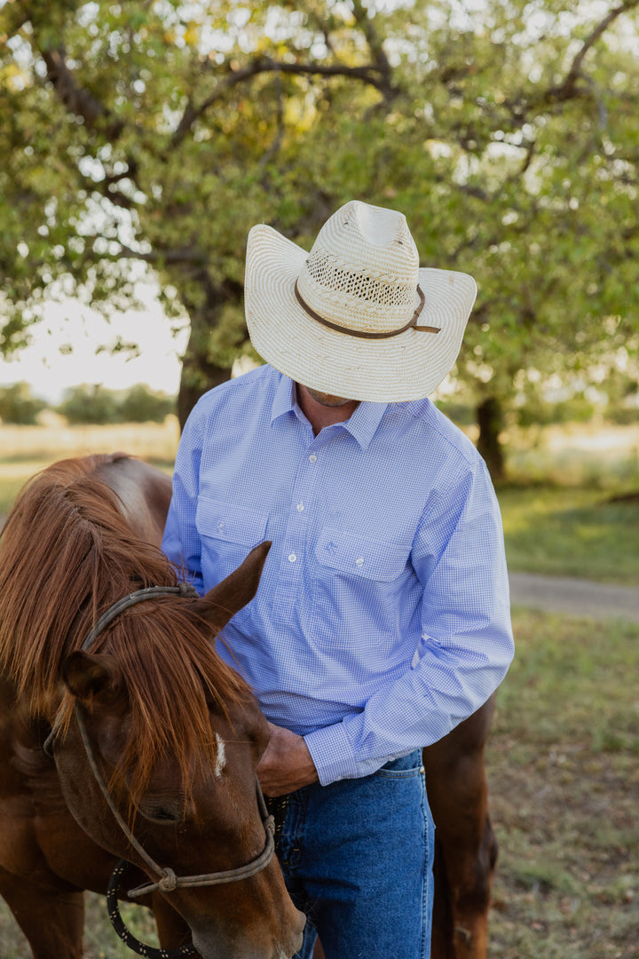 Mens Long Sleeve - Purple & Blue Check
